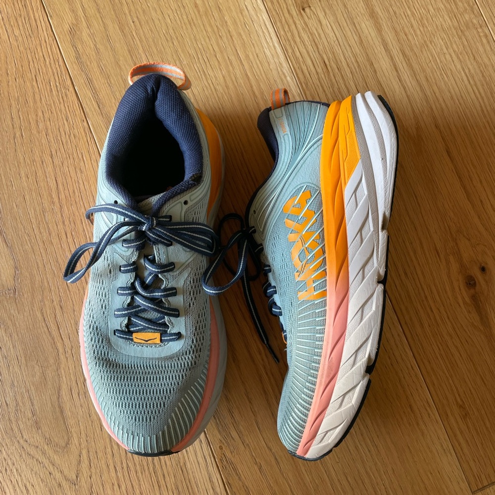 Hoka One One Bondi 7 Women’s Running Shoes - Blue and Orange
